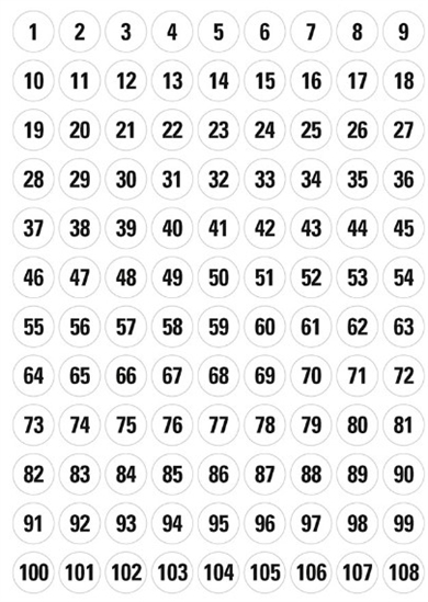 Runde selvklæbende etiketter med tal - 1 - 540